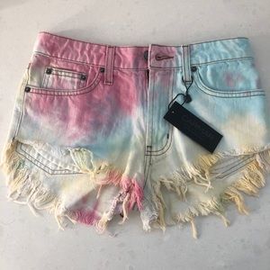 Camera Denim Tie Dye Jean Shorts